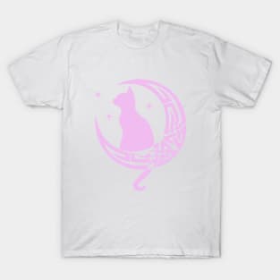 Pink Celtic Moon Cat T-Shirt